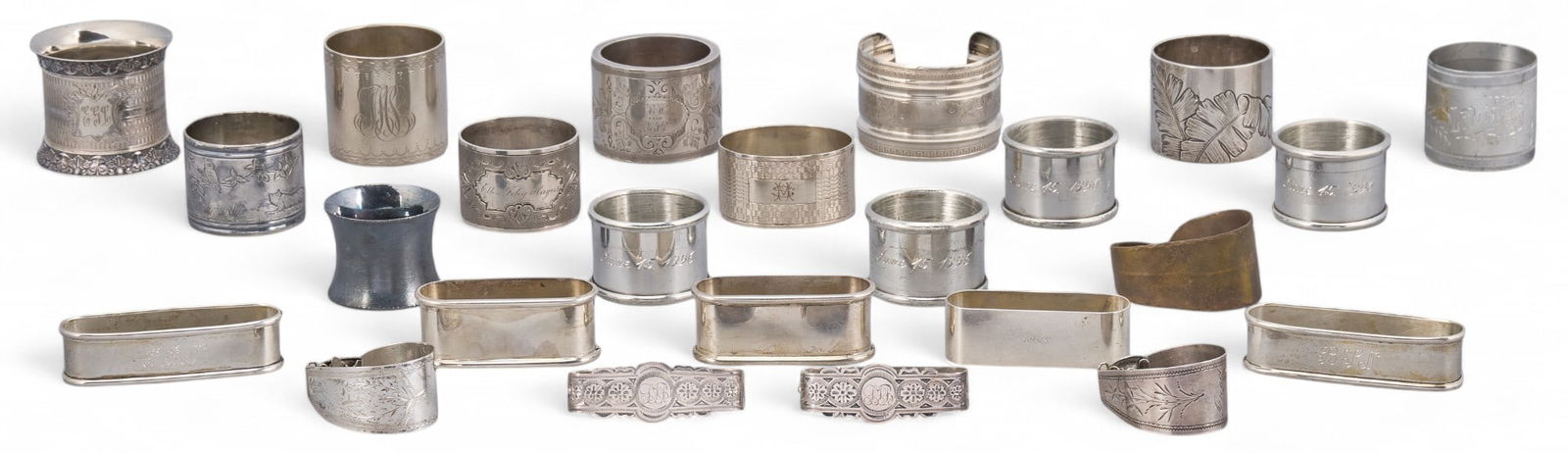 (24) Assorted Silverplate and Sterling Silver Napkin Rings (1 of 9)