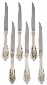 (6) "Grand Baroque" by Wallace Silversmiths Sterling Silver Steak Knives