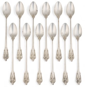 (12) "Grand Baroque" by Wallace Silversmiths Sterling Silver Iced Tea Spoons
