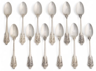 (12) "Grand Baroque" By Wallace Silversmiths Sterling Silver Demitasse Spoons