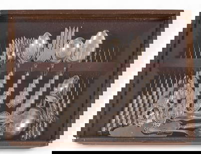"Wild Rose" by International Sterling Silver Flatware Set: &quot;Wild Rose&quot; by International Sterling Silver&nbsp;flatware set of&nbsp;67 pc, no monogram or removalIncludes:8 dinner knives 9&nbsp;in.&nbsp;8 dinner forks 7&nbsp;in.8 salad forks8 demitasse