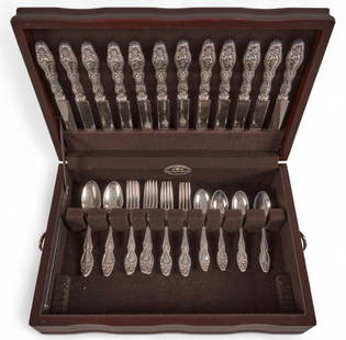 Cloeta by International Sterling Partial Flatware Set: &quot;Cloeta&quot; by International Sterling partial sterling silver flatware set of 42 pc, &quot;S&quot; monogram&nbsp;Includes:12 dinner knives 9 1/2&nbsp;in.&nbsp;12 dinner forks 7 in.13 teaspoons5