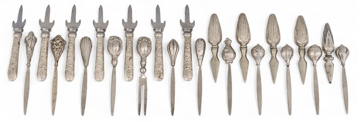 (22) "Repousse" by Kirk & Son Sterling Silver Corn Cob Holders