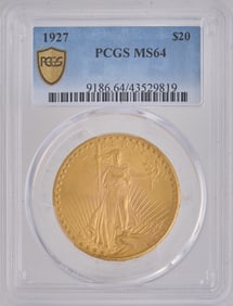 1927 $20 Double Eagle St. Gaudens Gold Coin