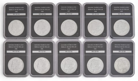 10 Morgan Silver Dollars