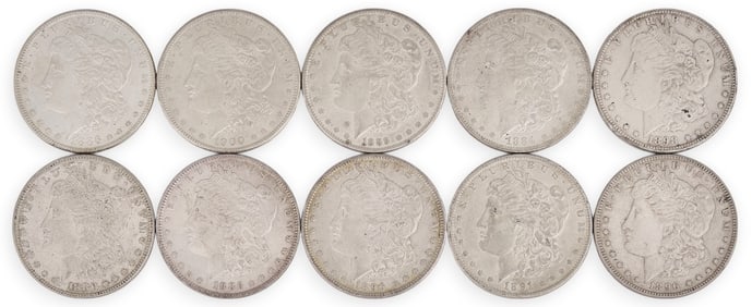 (10) Morgan Silver Dollars