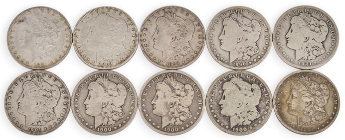 (10) Morgan Silver Dollars