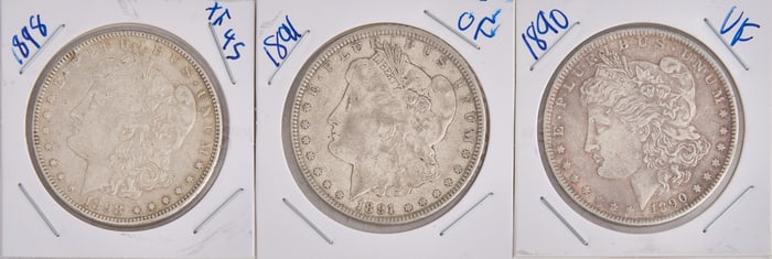 (3) Morgan Silver Dollars