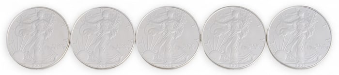 (5) American Silver Eagle Dollars