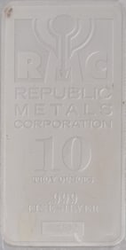 10 ozt Republic Metals Fine Silver Bar