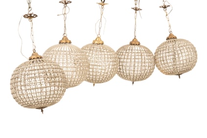 Set of (5) Sphere Empire Style Chandelier