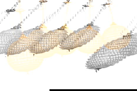 Set of (5) Sphere Empire Style Chandelier: Set of five Empire style beaded chandelier with sphere form height 24 in. x width 12 in. x depth 12 in. / each