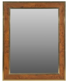 Burlwood and Brass Trim Mirror