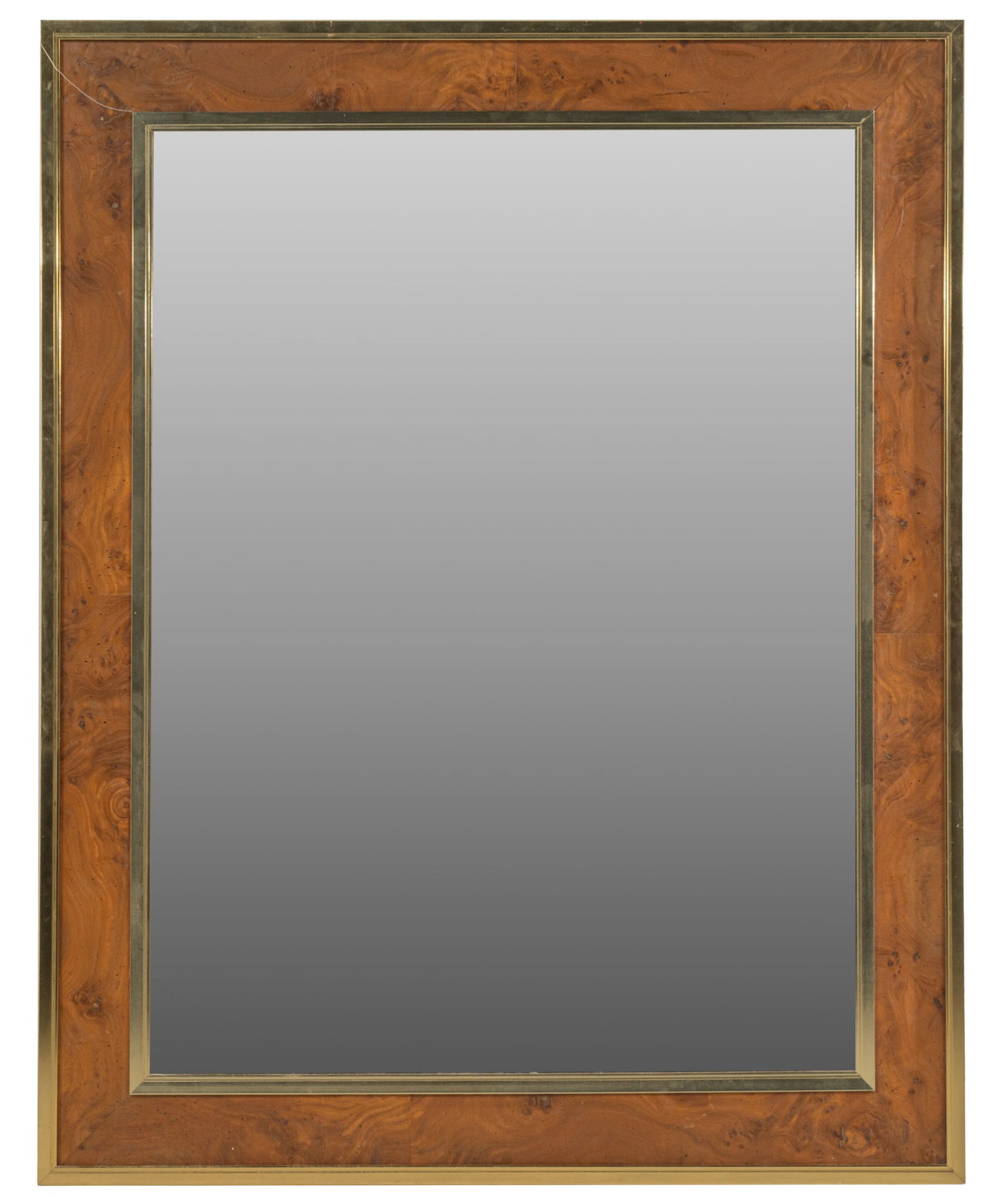 Burlwood and Brass Trim Mirror (1 of 4)