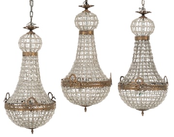(3) Empire Style Beaded Chandelier