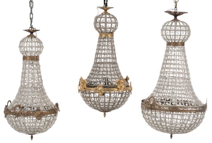 (3) Empire Style Beaded Chandelier