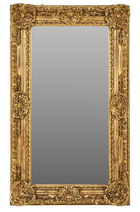 Louis XVI Style Mirror: Louis XVI style mirror with ornate carvings height 59 in. x width 35.5 in. x depth 5.5 in.&nbsp;