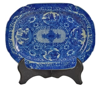 English Flow Blue Ironstone Platter