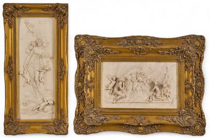 (2) antique releifs in golden frames