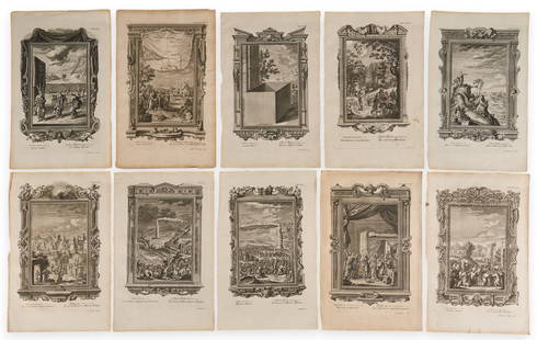 Collection of (10) Engravings ca. 18th C.: Collection of (10) engravings, circa 18th century, various subjects, inscriptions in Latin and German, not framed, sheets are in protective box