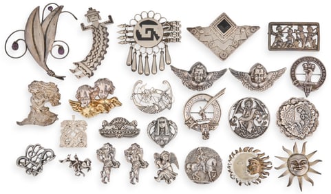 Collection of Sterling Silver Figural Brooches