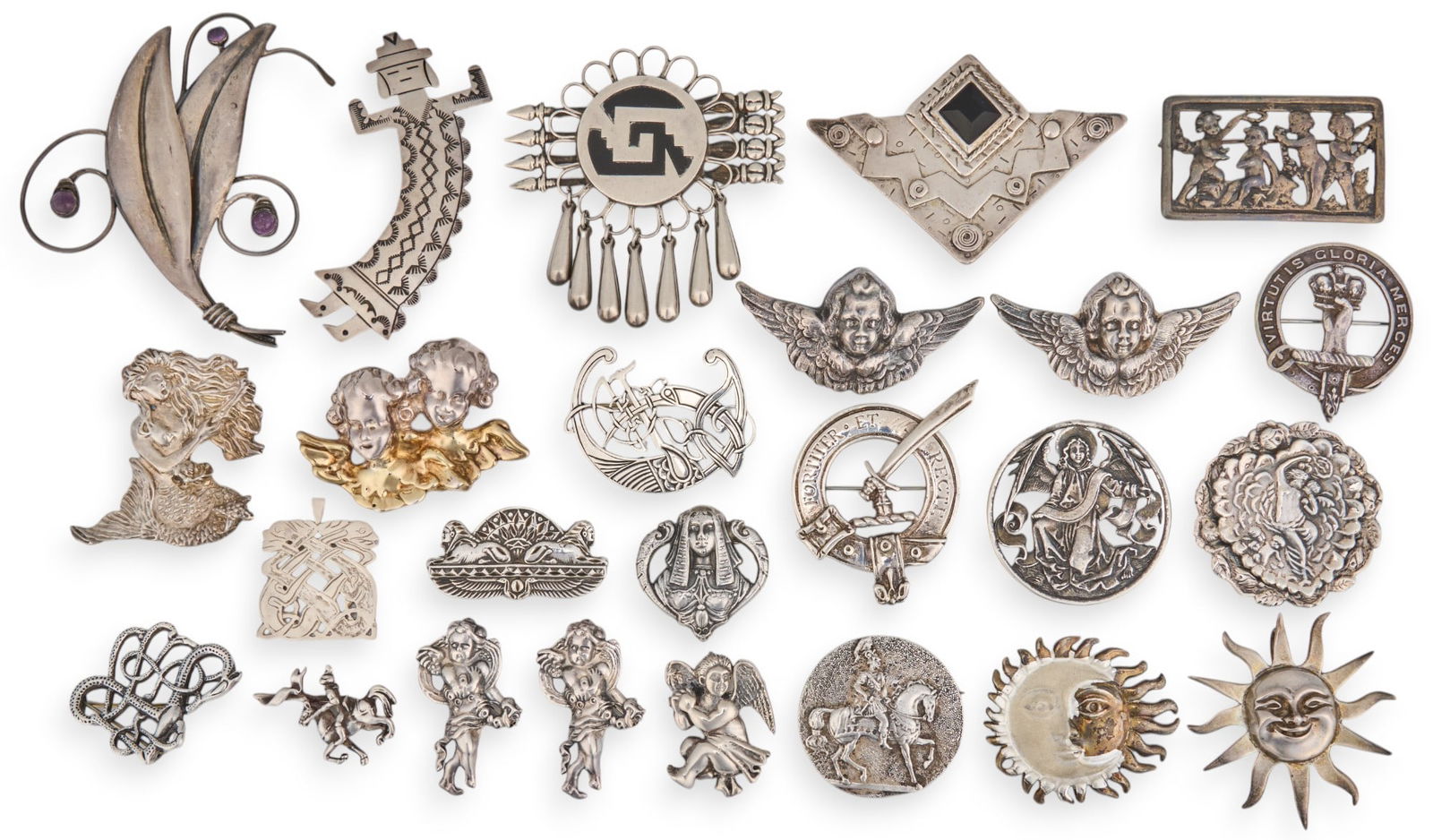 Collection of Sterling Silver Figural Brooches (1 of 9)