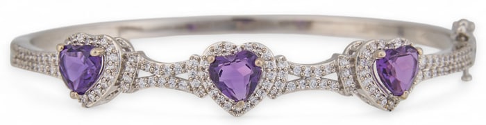 Sterling Silver Heart Amethyst Bracelet