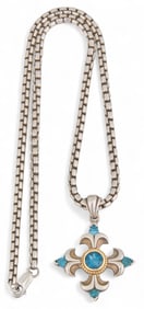 Sterling Silver Blue Stone Pendant Necklace