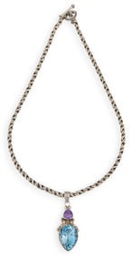 Sterling Silver Gemstone Pendant Necklace