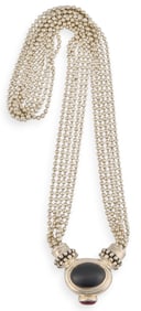Sterling Silver Onyx Multi-Strand Necklace