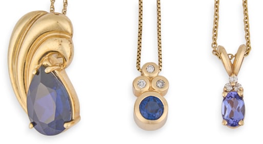 (3) 10K and Gemstone Necklaces