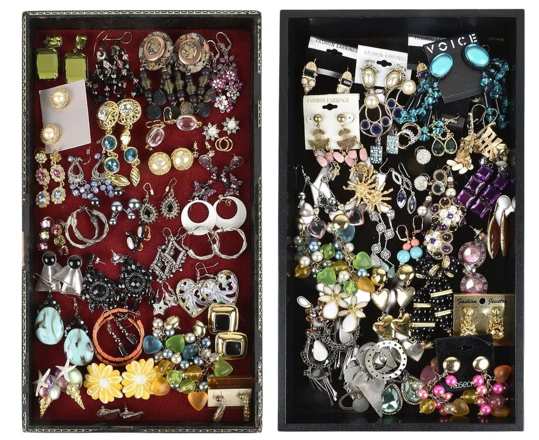 Collection of Costume Jewelry Earrings: Collection of costume jewelry earrings Provenance: Property from the collection of a San Antonio, Texas oil and gas entrepreneur