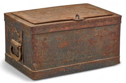 Antique Iron Strongbox with Currency
