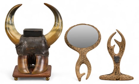 Novelty Horn Box, Mirror, and Sculpture