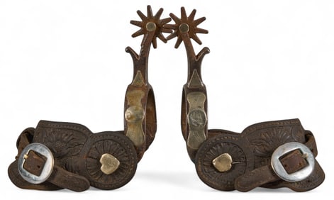 Pair of Kelly Bros. Peanut Pattern Spurs