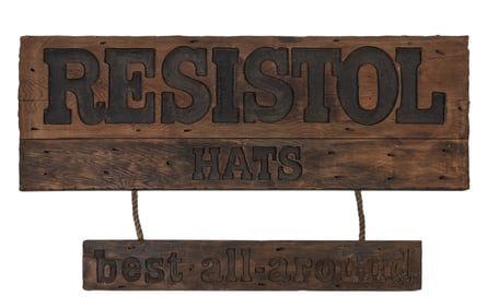 Wooden Resistol Hats Sign