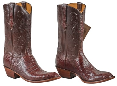 Lucchese Brown Crocodile Cowboy Boots