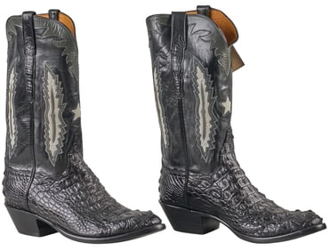 Lucchese Black & White Crocodile Boots
