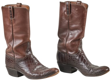 Lucchese Brown Crocodile Cowboy Boots