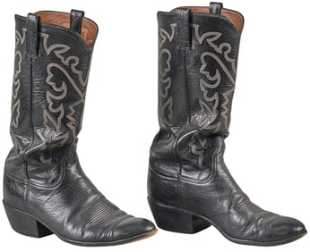Lucchese Boots, Black & White Stitching