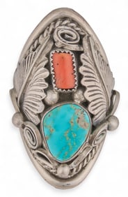 Mens Navajo Sterling Silver and Turquoise Ring