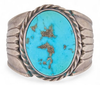 Mens Sterling Silver and Turquoise Ring