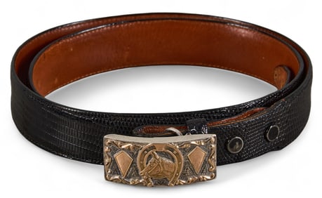 Kalifano Co. Black Lizard Belt with Sterling Silver Belt Buckle