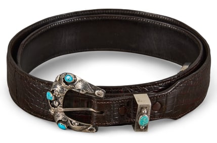Areias Co. Black Alligator Leather Belt With Sterling Silver Buckle