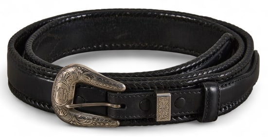 Resistol Black Braided Leather Belt with Sterling SIlver Belt Buckle