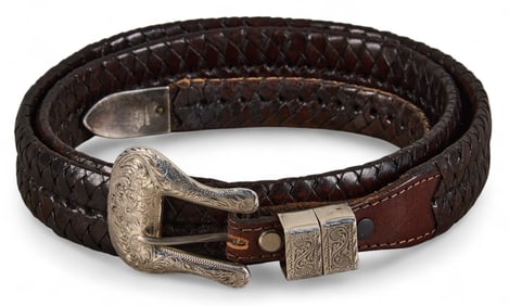 Brown Braided Leather Belt