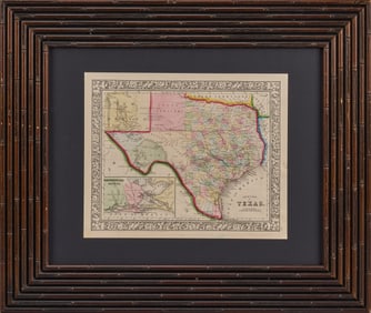Original 1860 Mitchell's Colored Map of Texas