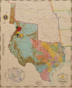 Framed 1845 Republic of Texas Map Reproduction