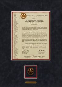 Texas Rangers 175th Anniversary Badge, Framed