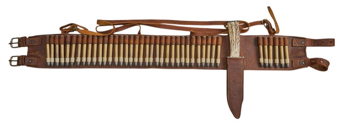 Leather L. Peterson Ammo Belt with Custom 101 Knife